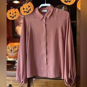 ASOS DESIGN volume sleeve shirt in rose